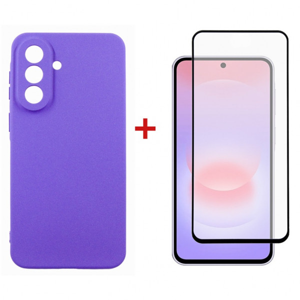 Чохол-накладка Dengos Carbon для Samsung Galaxy A37 5G SM-A376 Violet (DG-KM-201) + захисне скло
