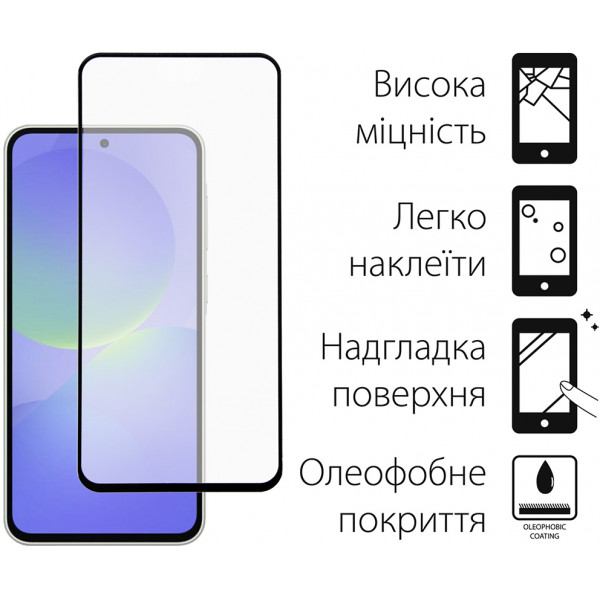 Чохол-накладка Dengos для Samsung Galaxy A36 SM-A366 Black Full Glue (DG-KM-145) + захисне скло