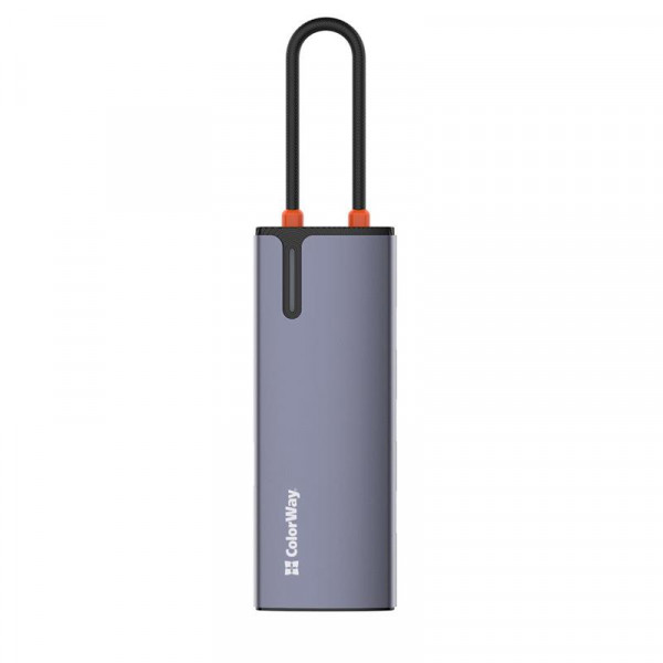 Док-станція СolorWay USB-C 6-в-1 Type C PD 100W/USB3.0х3/USB2.0/RJ45 (CW-HUB03)