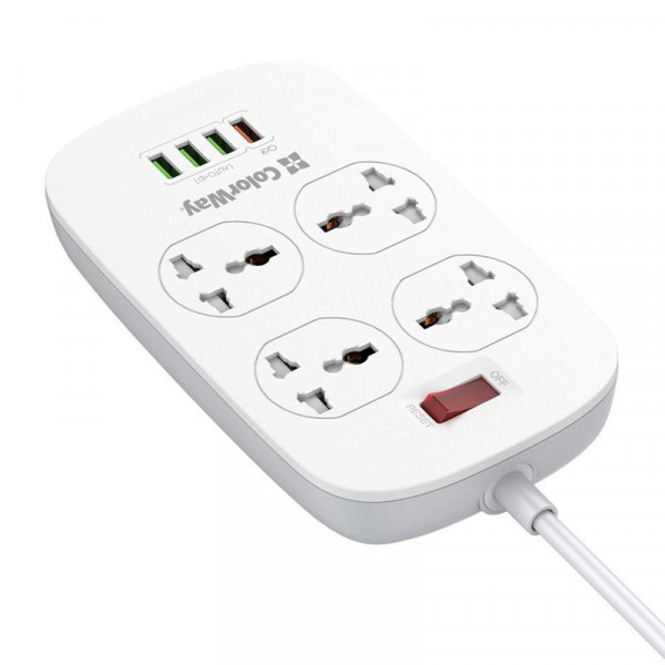 Фільтр живлення ColorWay CW-CHU44QW 4 розетки, 4 USB (1QC3.0+3 AUTO ID), 1.8 м, білий