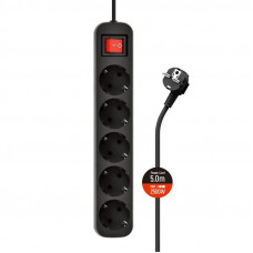 Фільтр живлення СolorWay (CW-PSEA55BK) 5 розеток, 5м, Black