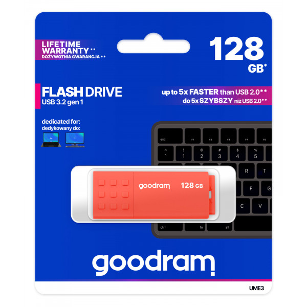 Флеш-накопичувач USB3.2 128GB Goodram UME3 Orange (UME3-1280O0R11)