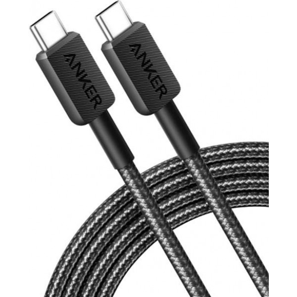 Кабель Anker 322 USB-C - USB-C, 0.9 м, Black (A81F5G11)