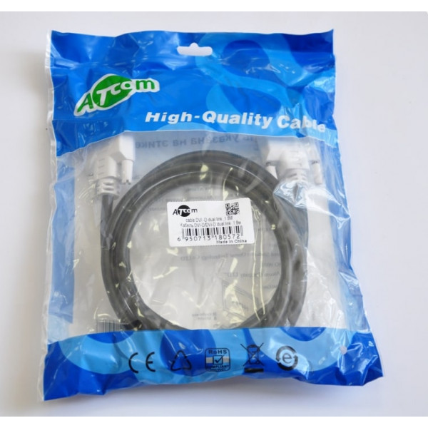 Кабель Atcom DVI - DVI (MM), 1.8 м, чорно-білий (8057)