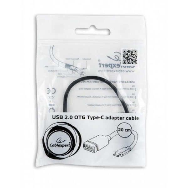 Кабель Cablexpert (A-OTG-CMAF2-01), USB2.0 - USB Type-C, 0.2 м, чорний