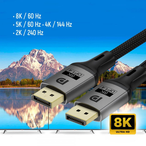 Кабель ColorWay DisplayPort-DisplayPort V1.4 8K 1.5м, Black (CW-CBDP093-BK)