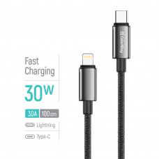 Кабель ColorWay USB Type-C - Lightning (M/M), zinc alloy braided, 3А, 1 м, Black (CW-CBPDCL098-BK)