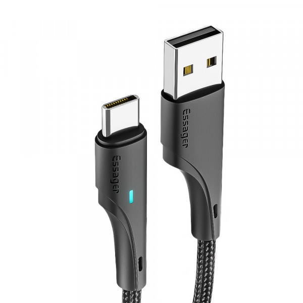 Кабель Essager Rousseau USB - USB Type-C (M/M), 1 м Black (EXCT-LS01)