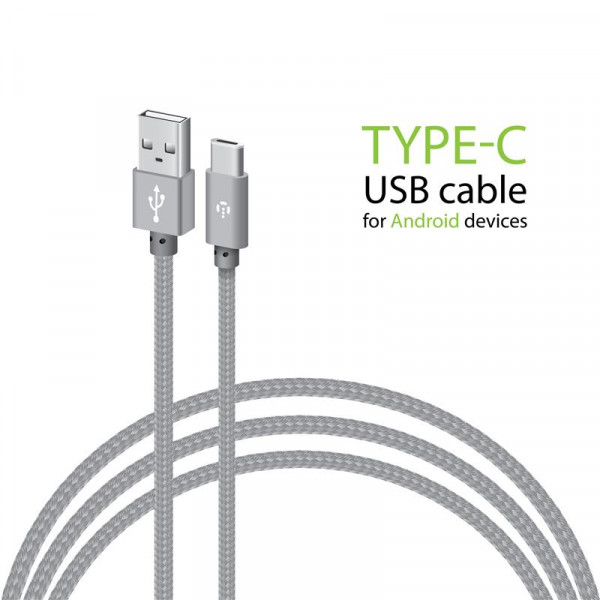 Кабель Intaleo CBGNYT2 USB - USB Type-C (M/M), 2 м, Grey (1283126489143)