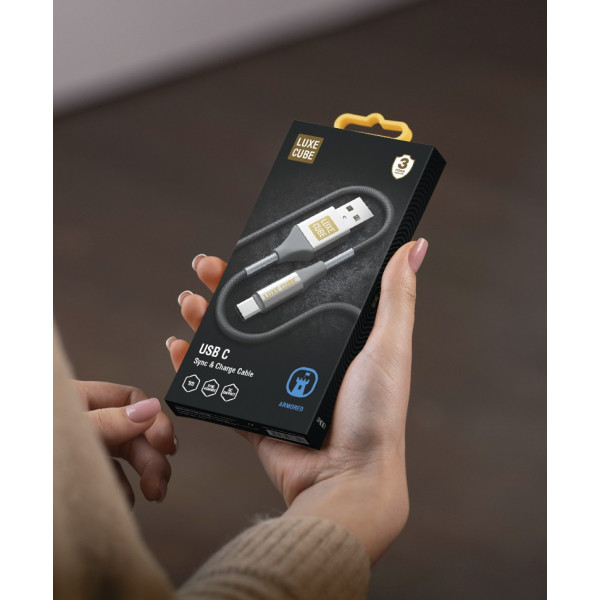 Кабель Luxe Cube Armored USB - USB Type-C, 1 м, сірий (8886668688949)