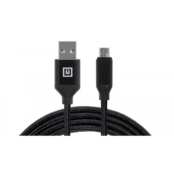 Кабель REAL-EL Premium Fabric USB - micro USB (M/M), 2 м, Black (EL123500048)