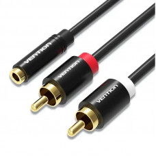 Кабель Vention 3.5 мм - 2хRCA (F/M), 1 м, Black (VAB-R01-B100)