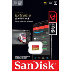 Карта пам`ятi MicroSDXC 64GB C10 UHS-I SanDisk Extreme V30 U3 R170/W80MB/s (SDSQXAH-064G-GN6AA)