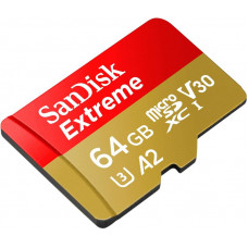 Карта пам`ятi MicroSDXC 64GB C10 UHS-I SanDisk Extreme V30 U3 R170/W80MB/s (SDSQXAH-064G-GN6AA)