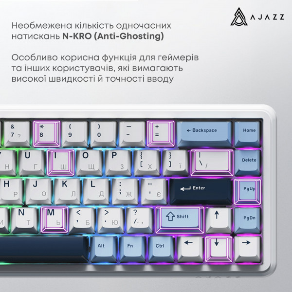 Клавіатура Ajazz AK680 MAX Magnetic Switch RGB USB White (AK680-M-BWD-AW)