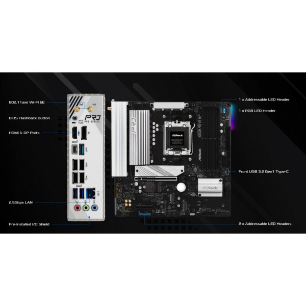 Материнська плата ASRock B850M Pro RS WiFi Socket AM5
