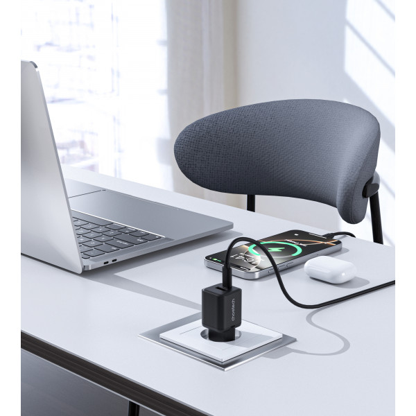 Мережевий зарядний пристрій Choetech (USB-C+USB-A) Black (PD5012-EU-BK)