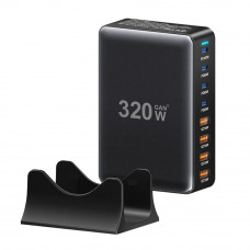 Мережевий зарядний пристрій Essager Engine 320W 4xUSB-C+4xUSB-A Black (EZC320W-QJB0G-Z)