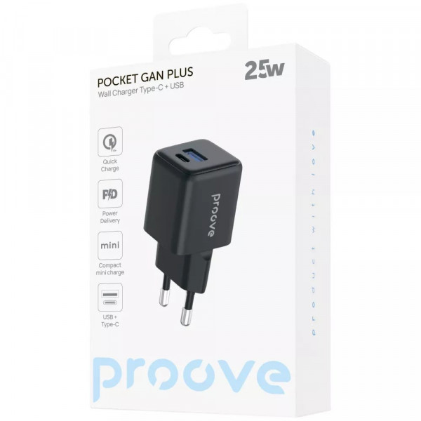 Мережевий зарядний пристрій Proove Pocket GaN Plus 25W Black (WCPG25111201)