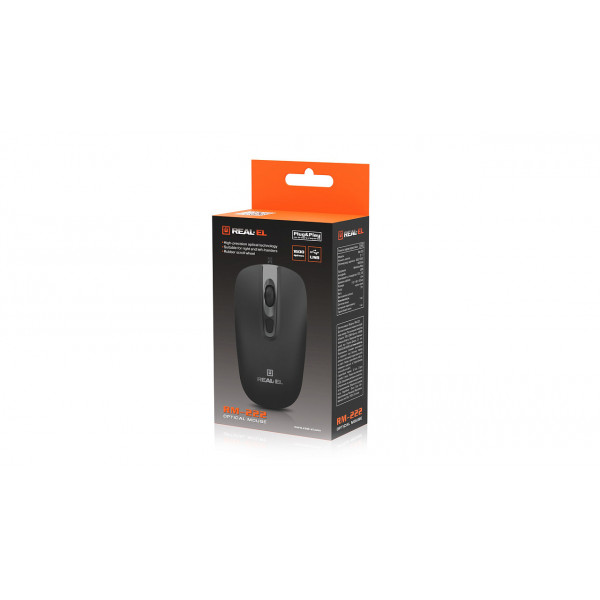 Миша REAL-EL RM-222 Black (EL123200040)