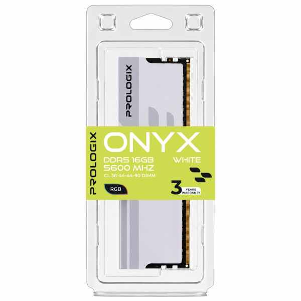 Модуль пам`ятi DDR5 16GB/5600 Prologix Onyx White RGB (PRO16GB5600YWR5)