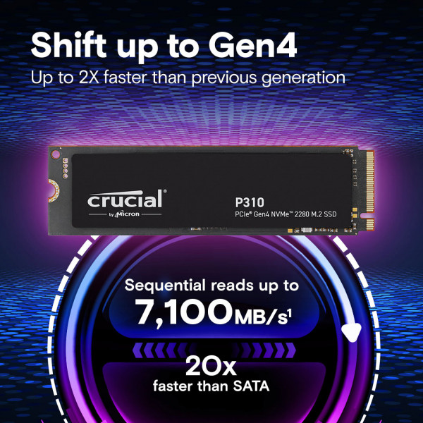 Накопичувач SSD Crucial P310 1TB M.2 2280 NVMe PCIe 4.0 x4 3D NAND TLC (CT1000P310SSD8)