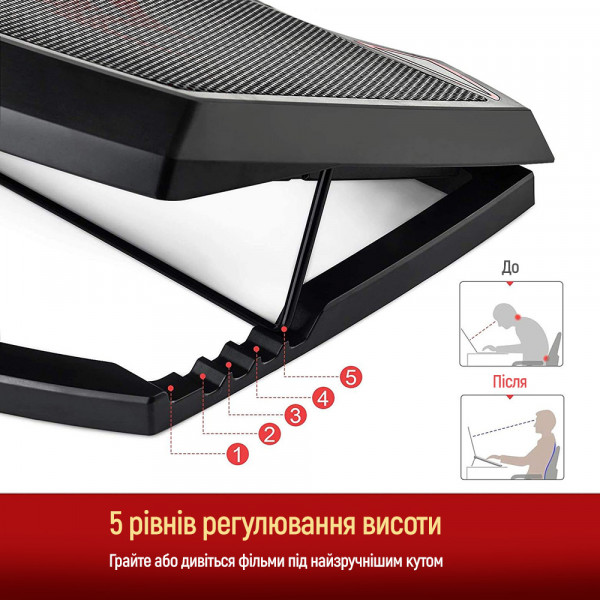 Охолоджуюча пiдставка для ноутбука ColorWay Cooling Game Pro H1, 10-17” (CW-CGPH1)