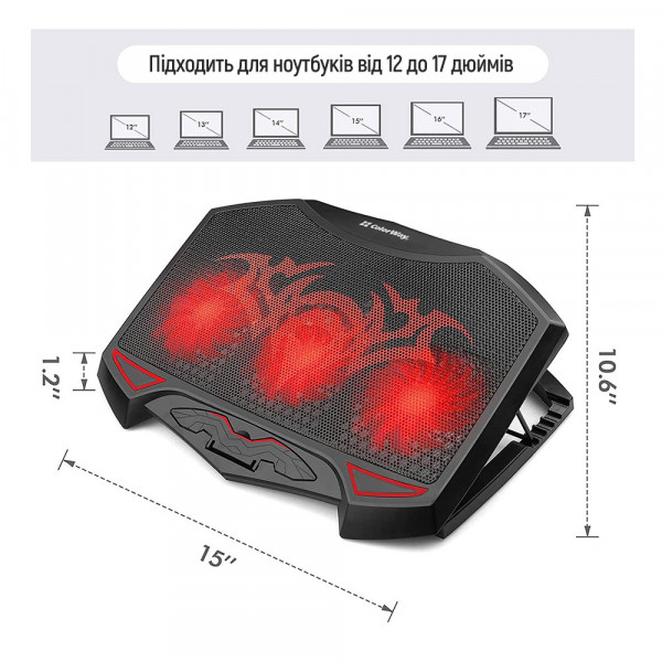 Охолоджуюча пiдставка для ноутбука ColorWay Cooling Game Pro H1, 10-17” (CW-CGPH1)