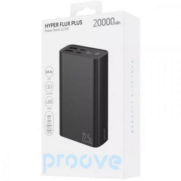Універсальна мобільна батарея Proove Hyper Flux Plus 22.5W 20000mAh Black (PBF222120001)