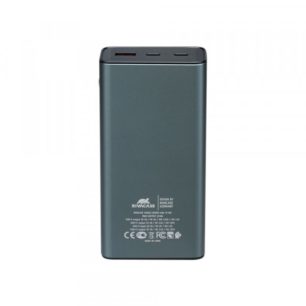 Універсальна мобільна батарея Rivacase Rivapower 20000 mAh Grey (VA1022)