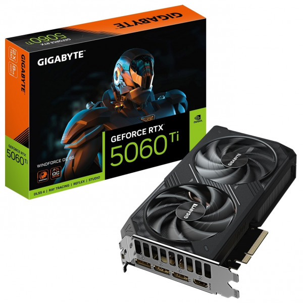 Відеокарта GF RTX 5060 Ti 8GB GDDR7 Windforce OC Gigabyte (GV-N506TWF2OC-8GD)