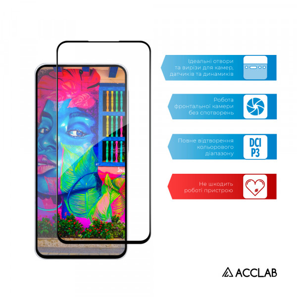 Захисне скло ACCLAB Full Glue для Samsung Galaxy A56 5G SM-A566 Black (1283126613029)