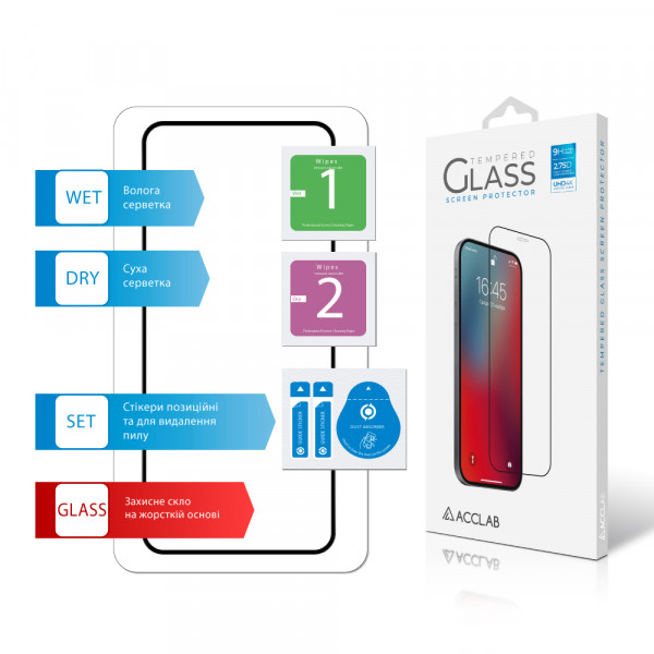 Захисне скло ACCLAB Full Glue для Xiaomi Redmi Note 14 4G Black (1283126607233)