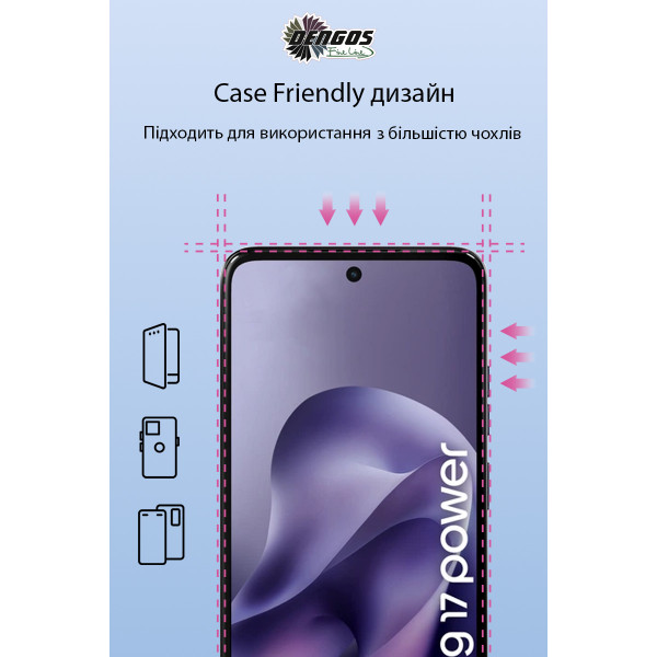 Захисне скло Dengos для Motorola Moto G17/G17 Power Black Full Glue (DG-TG2P-101) 2 шт.