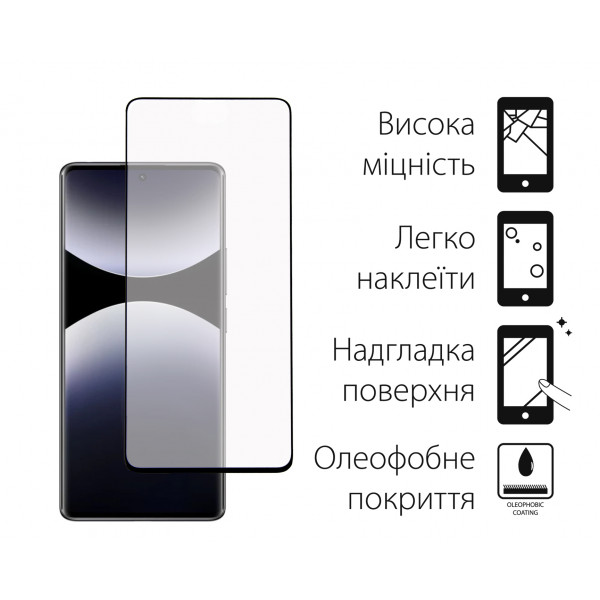 Захисне скло Dengos для Xiaomi Redmi Note 14 Pro 5G Black Full Glue (TGFG-385)