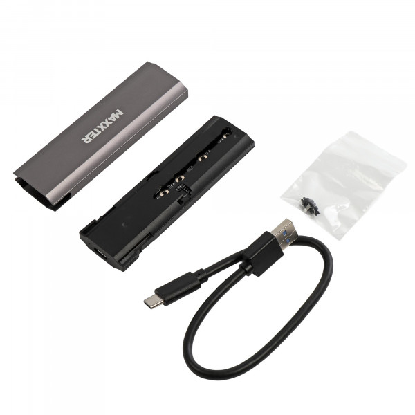 Зовнішня кишеня Maxxter M.2 NVMe PCIe, USB 3.1 Type-C Gen2, Metal, Black (EHDE-2280S-02)