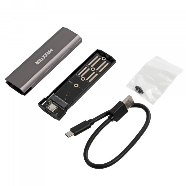 Зовнішня кишеня Maxxter M.2 NVMe PCIe, USB 3.1 Type-C Gen2, Metal, Black (EHDE-2280S-02)