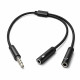Адаптер ColorWay 3.5 мм - 2х3.5 мм (M/F), 0.28 м, Black (CW-AD-J2FJ)