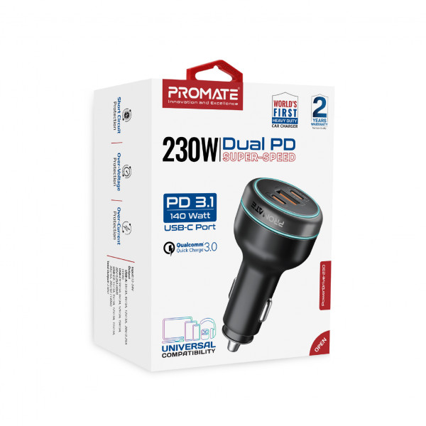 Автомобільний зарядний пристрій Promate PowerDrive-230 230W Black