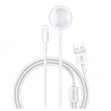 Бездротовий зарядний пристрій Usams US-CC076 2in1 USB Charging Cable for iPhone & Apple Watch White (CC076WH01)