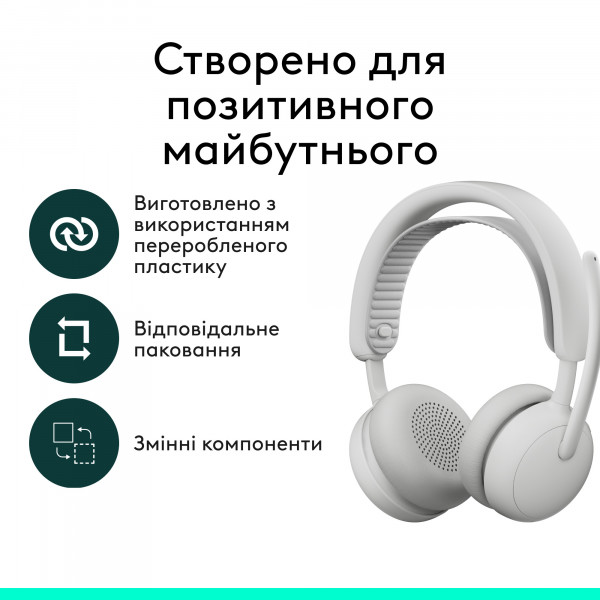 Bluetooth-гарнітура Logitech Zone Wireless 2 ES Off-White (981-001508)