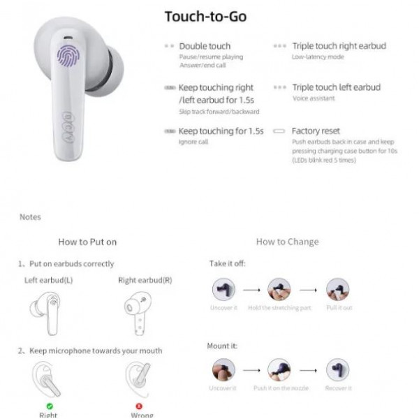 Bluetooth-гарнітура QCY T13X White_