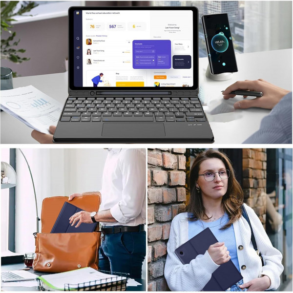 Чохол з бездротовою клавіатурою (TouchPad) BeCover для Samsung Galaxy Tab S6 Lite 10.4 SM-P610/SM-P613/SM-P615/SM-P619 Deep Blue (712362)