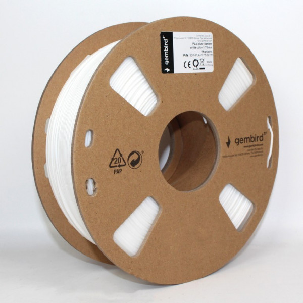 Філамент пластик Gembird для 3D-принтера 3DP-PLA 1.75 мм 1 кг, белый (3DP-PLA+1.75-02-W)