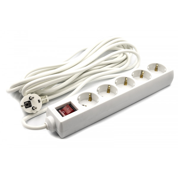 Фільтр живлення PowerPlant JY-1052/7 (PPSA08M70S5) 5 розеток, 7 м, білий, пакет