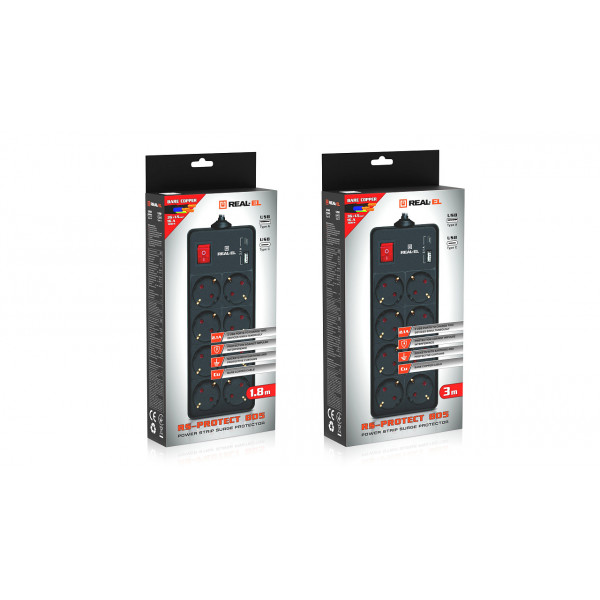 Фільтр живлення REAL-EL RS-Protect 805 3м Black (EL122300043)