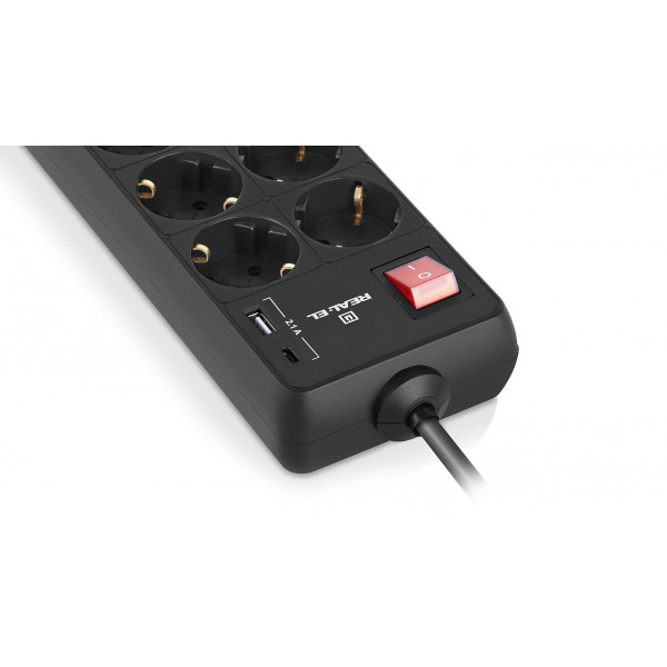 Фільтр живлення REAL-EL RS-Protect 805 3м Black (EL122300043)