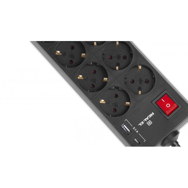 Фільтр живлення REAL-EL RS-Protect 805 3м Black (EL122300043)