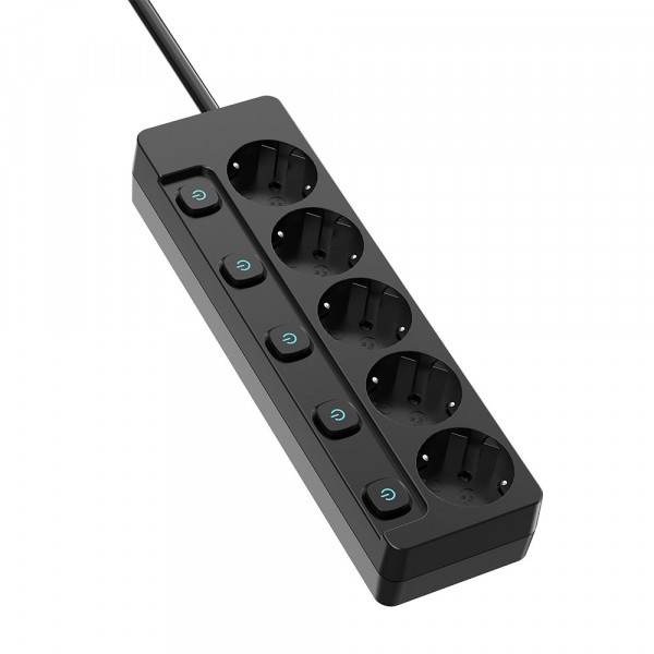 Фільтр живлення СolorWay (CW-PSEA52SBK) 5 розеток, 2м, Black