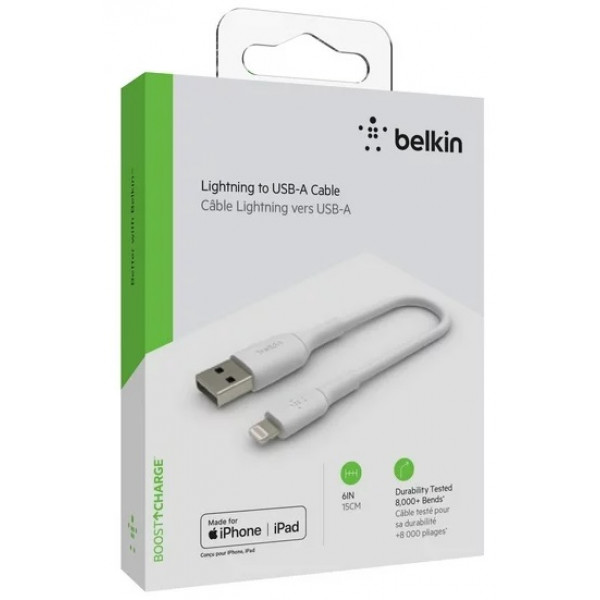 Кабель Belkin PVC USB - Lightning (M/M), 0.15 м, White (CAA001BT0MWH)